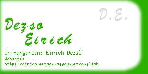 dezso eirich business card